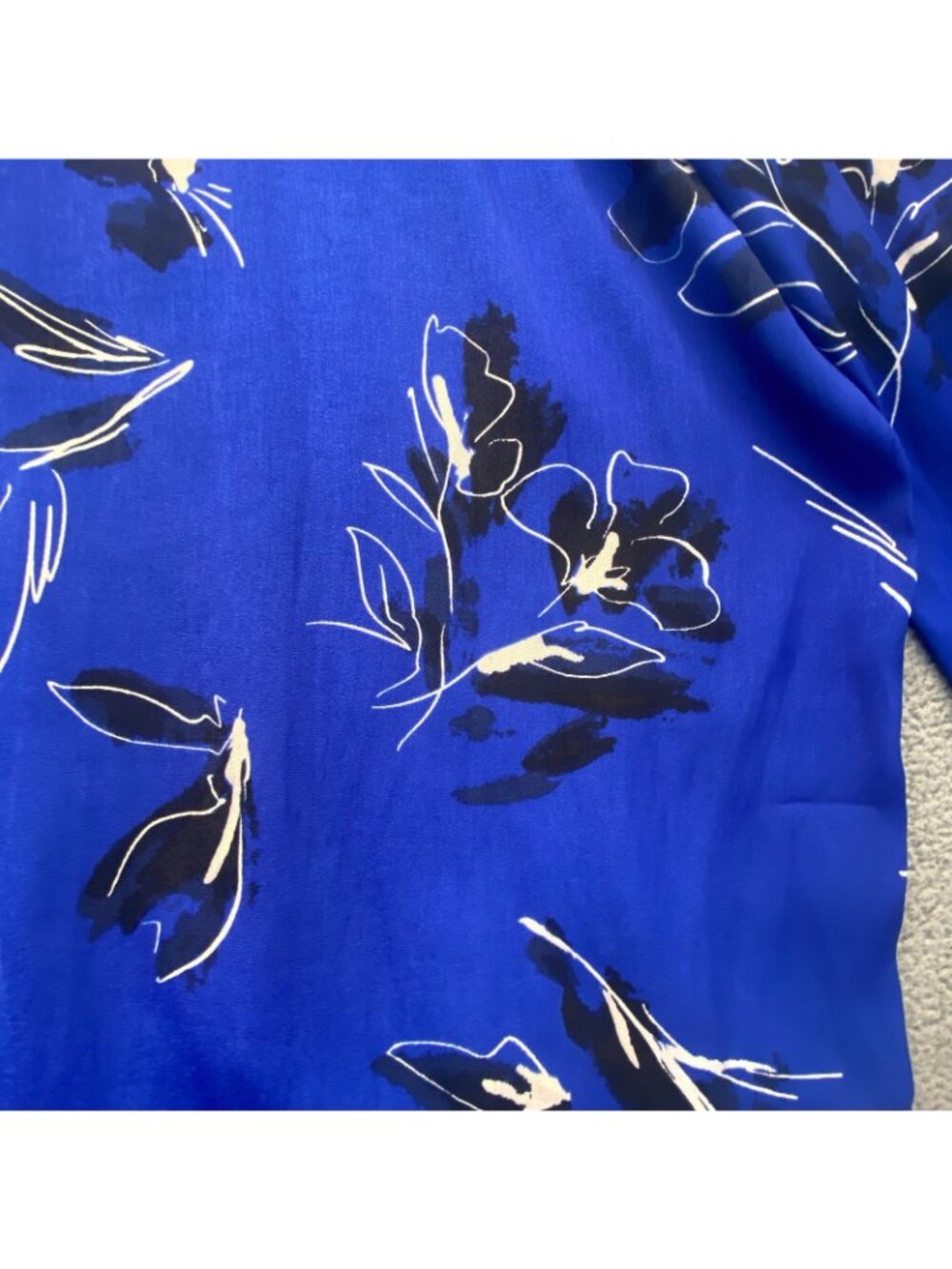 Nine West Women 2XL Blue Floral V-Neck Boho Career Romantic Blouse,Long Sleeve - Picture 7 of 8